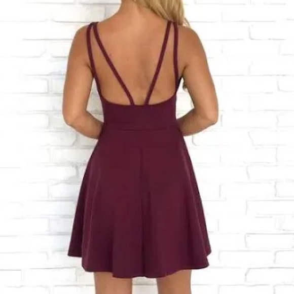 Raise A Toast Skater Dress in Plum - Picture 7 of 7